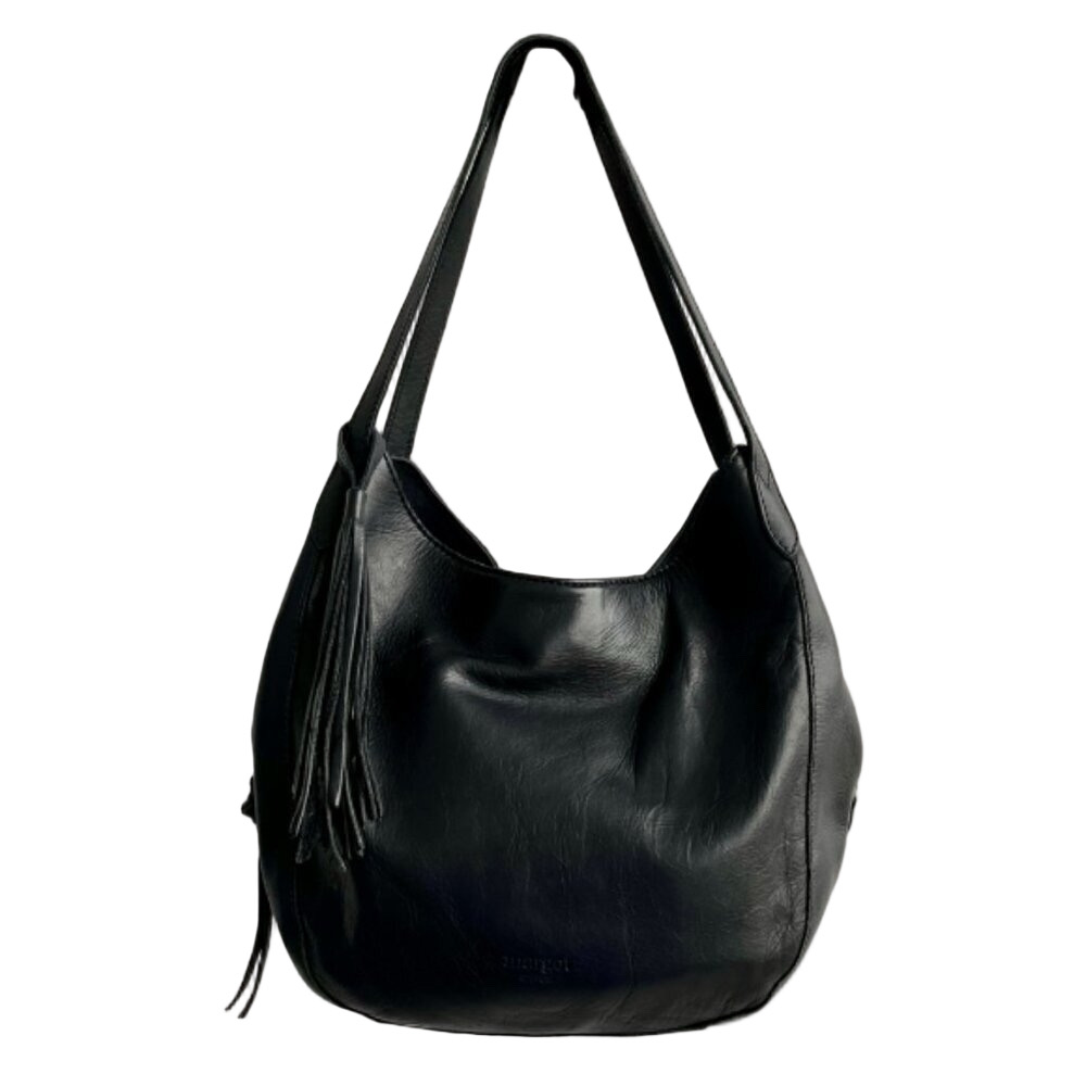Margot New York Shoulder Bag Soft Leather Multiple Pockets Snap Closure Black OS